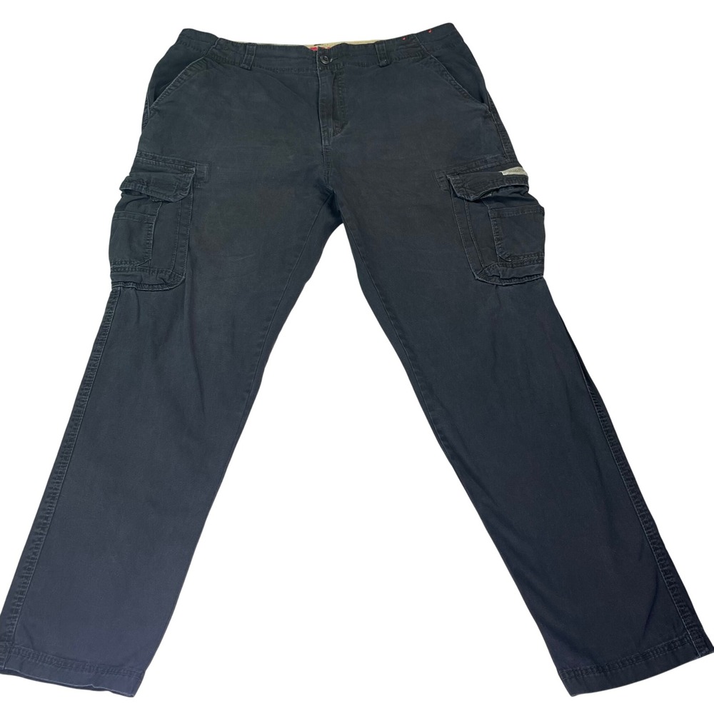 y2K Vintage Unionbay Men's Cargo Jeans, black, SZ 40x34, washed black, pockets‎